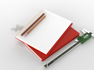 notebook with colorful pen and withe background 