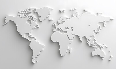 3D world map simple design white background