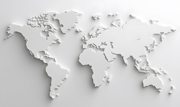 Fototapeta 3D world map simple design white background