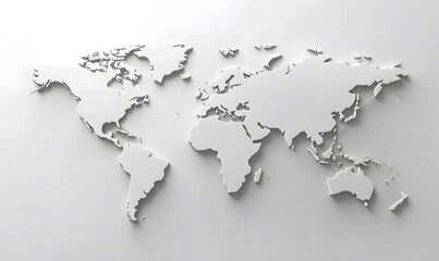 3D world map simple design white background