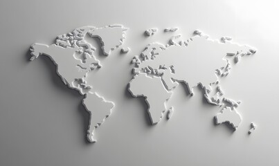 3D world map simple design white background