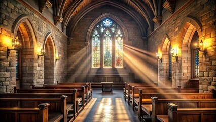 Fototapeta premium Holy Light Streaming Through Church Window - Spiritual Atmosphere