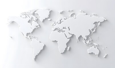 3D world map simple design white background