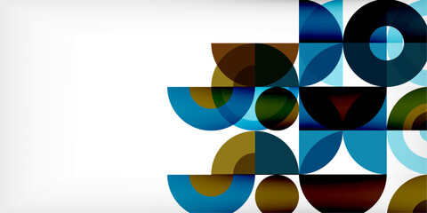 Minimal geometric abstract background. Circle square and triangle design. Trendy techno business template for wallpaper, banner, background or landing