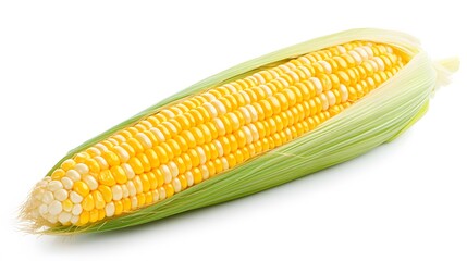 Single ear of corn isolated on white background. 