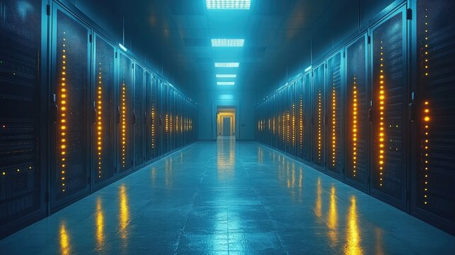 Data fortress: server room houses advanced technology, meticulously to maintain efficient workflows, safeguard critical information, playing crucial role in modern communication infrastructure.