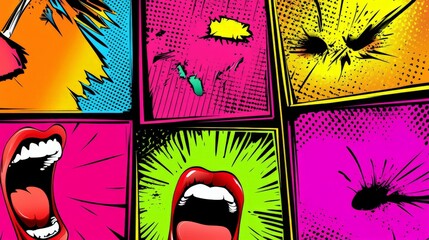 Vibrant Comic Book Style Pop Art Pattern