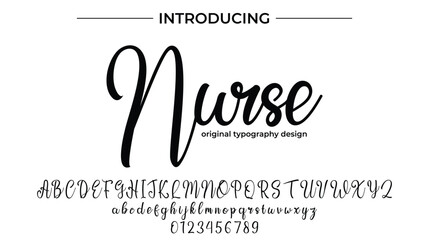 Nurse Font Stylish brush painted an uppercase vector letters, alphabet, typeface