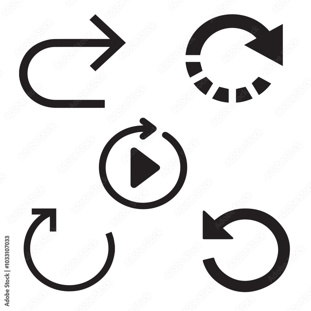 Poster video loop vector icon set