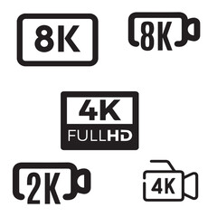Video Resolution vector icon set 