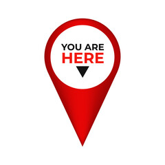 You are here street map GPS simple icon. Road GPS map here sign pin design, we are here location icon design	