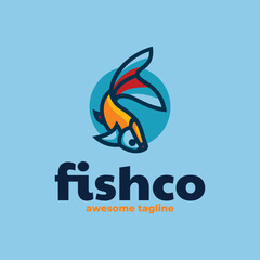 Vector Logo Illustration Fishco Mascot Cartoon Style