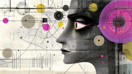 Surreal Digital Artwork with Vibrant Geometric Shapes and Futuristic Architectural Elements