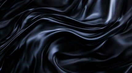 Fototapeta premium Majestic Black Silk Waves - Elegant Fabric Texture