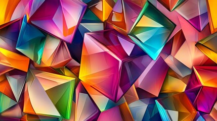 Vibrant Geometric Crystalline Abstract Art Composition