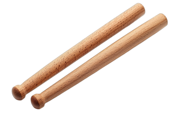 Two wooden rolling pins, perfect for baking and crafting, showcasing a natural finish and durable design.