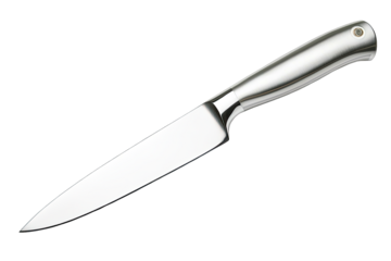 A sleek, modern kitchen knife with a sharp blade perfect for culinary tasks and food preparation in any kitchen setting.