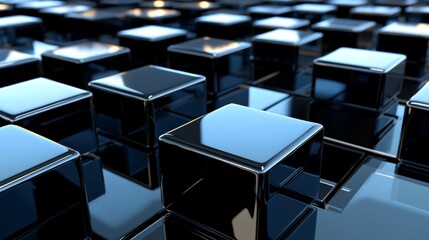 Captivating Cubist Composition: Reflections and Shadows in Black and Blue