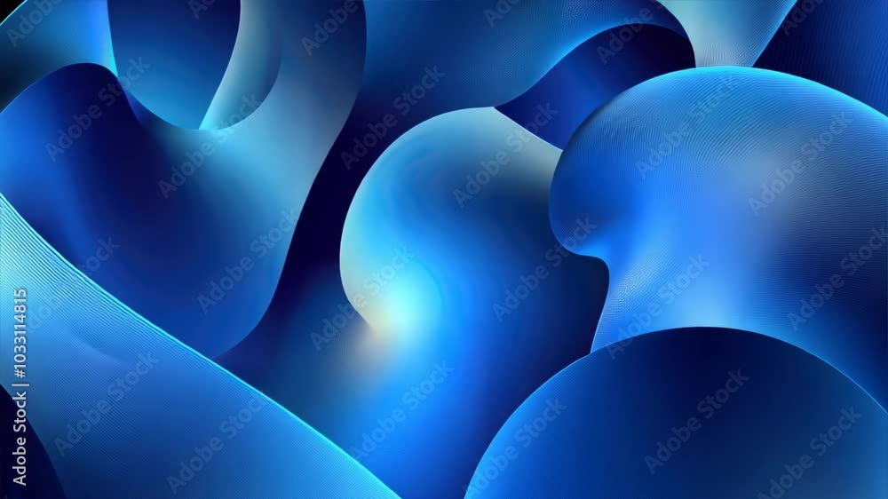 Poster dynamic wave-like blue patterns with a mix of light and dark shades, creating a sense of movement cl
