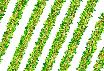 pattern with green leaves and flowers