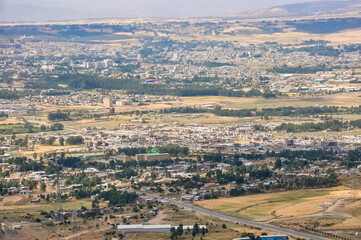 Aerial view of Mekele, the capital city of the Tigray Region in northern Ethiopia.