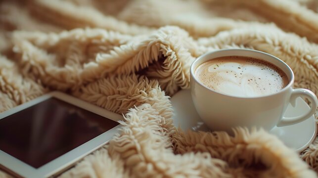 A cup of coffee and a digital reader ready for a bit of peaceful reading