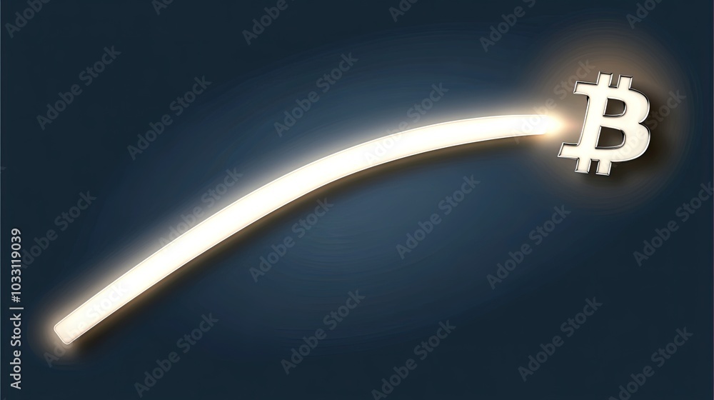 Poster a visual of bitcoin soaring, with a graph showing a sharp rise in value and a glowing bitcoin symbol