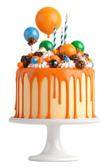 Colorful birthday cake with vibrant decorations