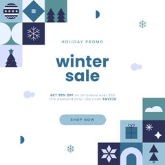 Winter sale abstract geometric background