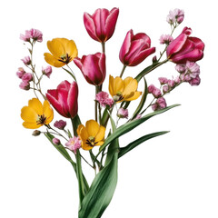 Colorful bouquet of vibrant tulips.