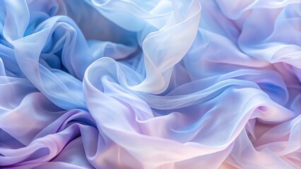 Fototapeta premium A purple and blue wave with a blue background. Purple and Blue flowing cloth textures. sophisticated lavenders and blues background waves and ambient light. Iridescent silk or satin background