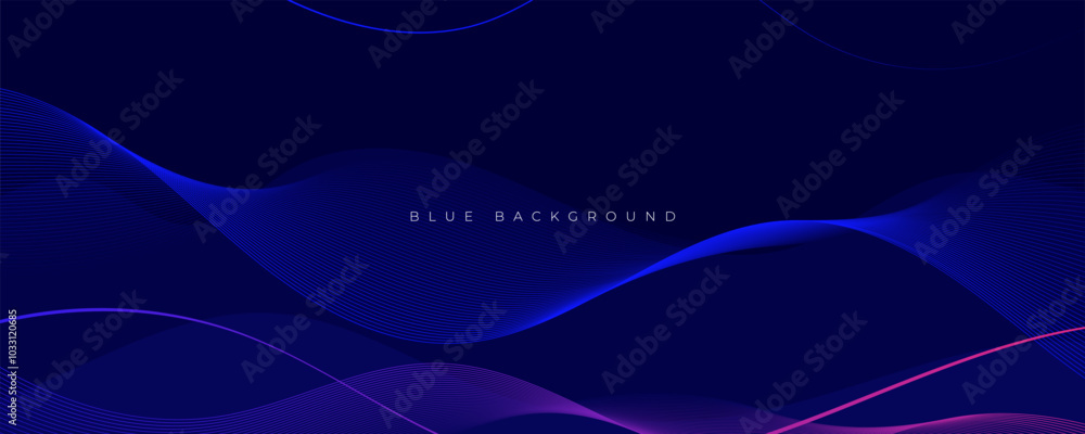 Poster abstract blue gradient background wavy shape design vector