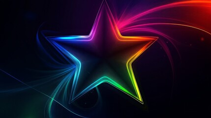 Obraz premium Colorful neon star on dark background, vibrant abstract concept