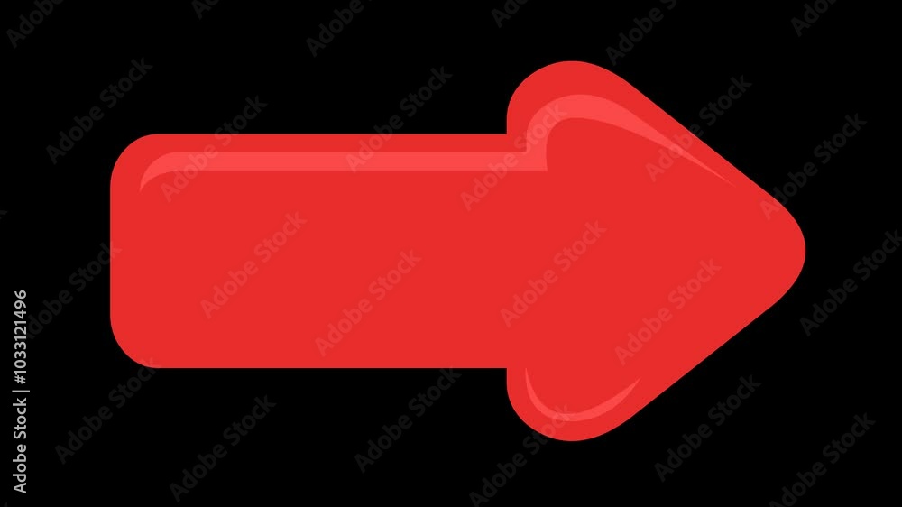 Poster video animation arrow indicating right side, changing red and green color, on a transparent backgrou