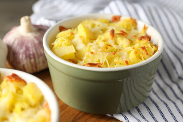 Concept of tasty and delicious homemade food - potato casserole