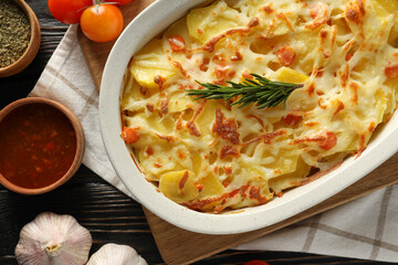 Concept of tasty and delicious homemade food - potato casserole