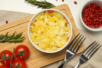 Concept of tasty and delicious homemade food - potato casserole