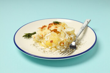 Concept of tasty and delicious homemade food - potato casserole