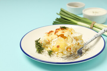 Concept of tasty and delicious homemade food - potato casserole
