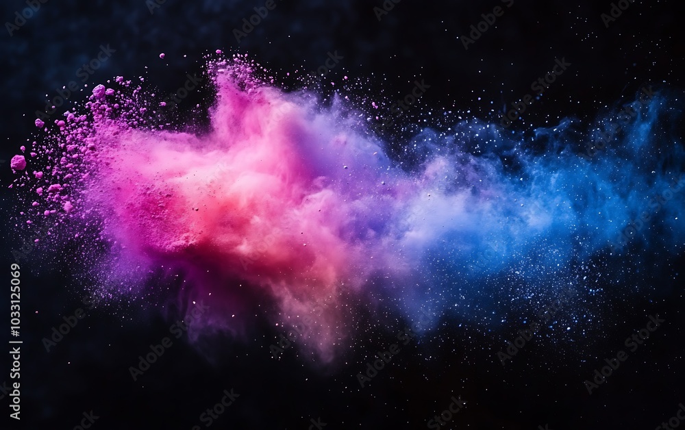 Aufkleber A vibrant explosion of colorful powder against a dark background, creating a dynamic and artistic visual effect.