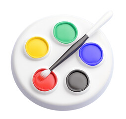 Colorful paint palette with brush, 