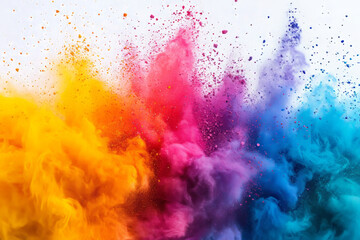 Fototapeta premium Vibrant Eruption of Colored Powder: A Captivating Visual Display on a Clean Canvas
