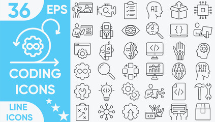 Coding Line Icons Vector And Illustration Set.