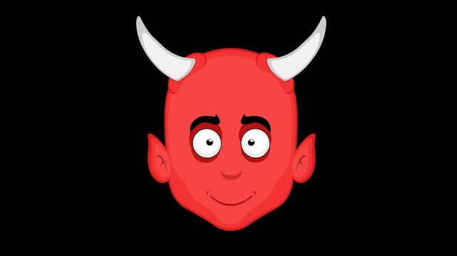 video animation emoji face demon character cartoon illustration, with a happy expression and his hands with the thumbs up, on a transparent background with alpha channel set to zero