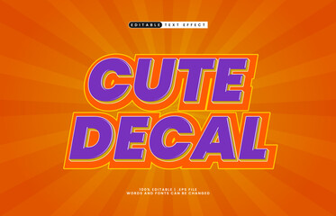 cute decal editable text effect with a kids and game text style