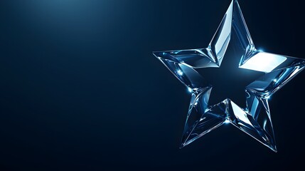 Crystal Star On Blue Background. Modern Shapes Wave abstract art background for presentations and wallpaper 