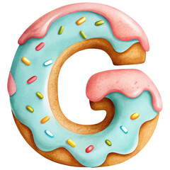 Letter G Donut Alphabet and Number with Sprinkles and Icing Design