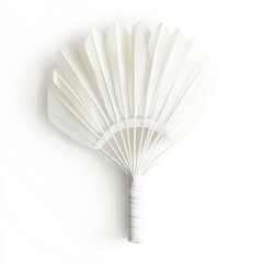 A white feather fan with a white handle, on a white background