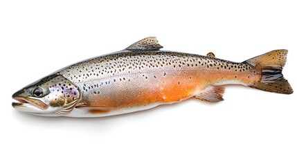 Obraz premium salmon, trout, steak, slice of fresh raw fish, isolated on white background, clipping path, full depth of field. 