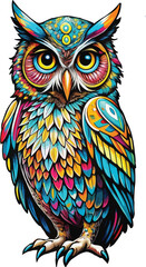 owl illustration with pop colors